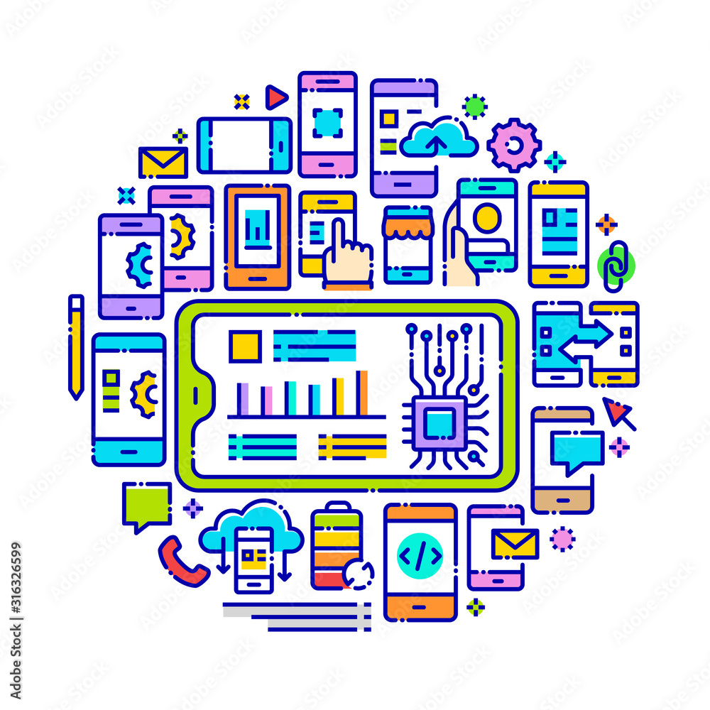 Fototapeta premium Smartphone Vector Illustration Concept.