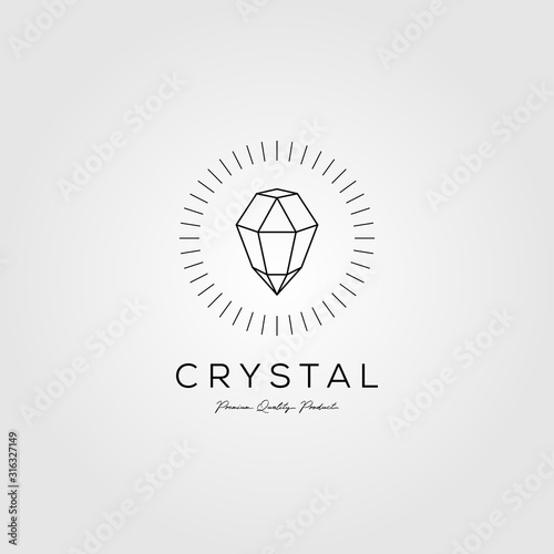 crystal gems logo jewelry line art monoline vector icon illustration design