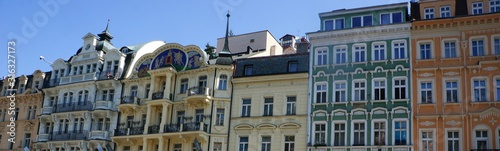 Old historical building facades in Karlovy vary
