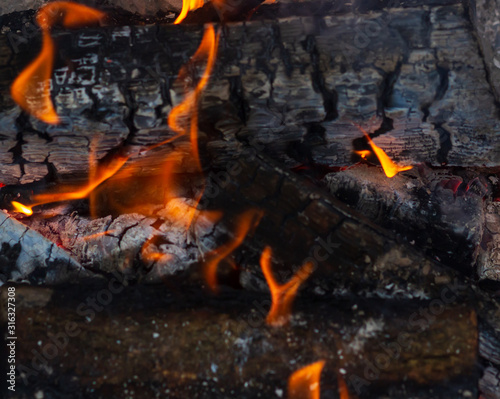 Bonfire, campfire background. Clouse up burning flame