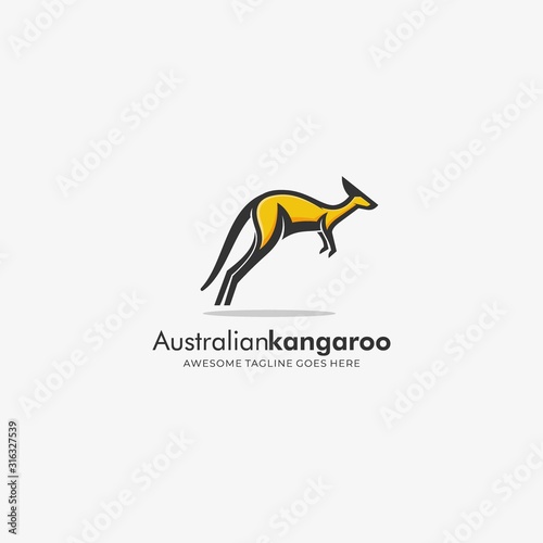 Fototapeta Naklejka Na Ścianę i Meble -  Vector Logo Illustration Australian Kangaroo Mascot Cartoon