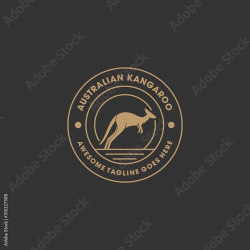 Vector Logo Illustration Australian Kangaroo Vintage Badge photo