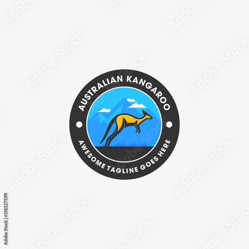 Vector Logo Illustration Kangaroo Vintage Badge photo