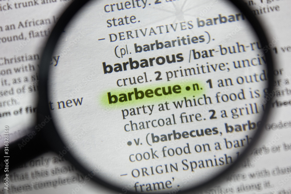 The word or phrase barbecue in a dictionary. The word or phrase barbecue in a dictionary.