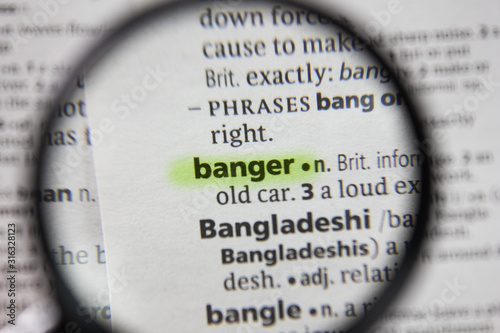 The word or phrase banger in a dictionary.
