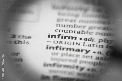 Billede på lærred Word or phrase infirm in a dictionary.