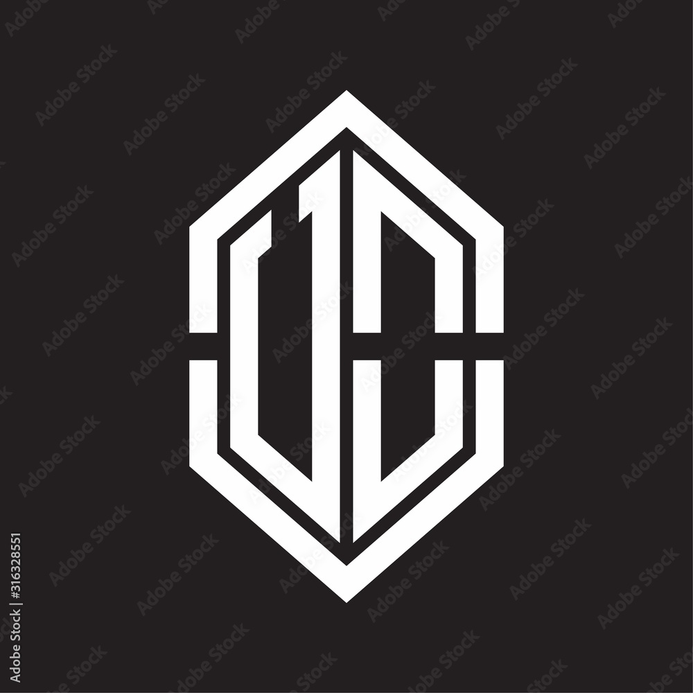 UO Logo monogram with hexagon shape and outline slice style with black and white UO Logo monogram with hexagon shape and outline slice style with black and white