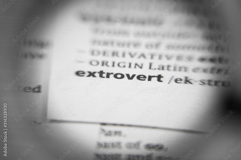 Fototapeta premium Word or phrase extrovert in a dictionary.