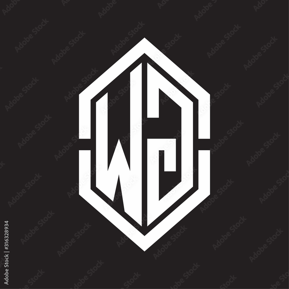 WG Logo monogram with hexagon shape and outline slice style with black and white WG Logo monogram with hexagon shape and outline slice style with black and white