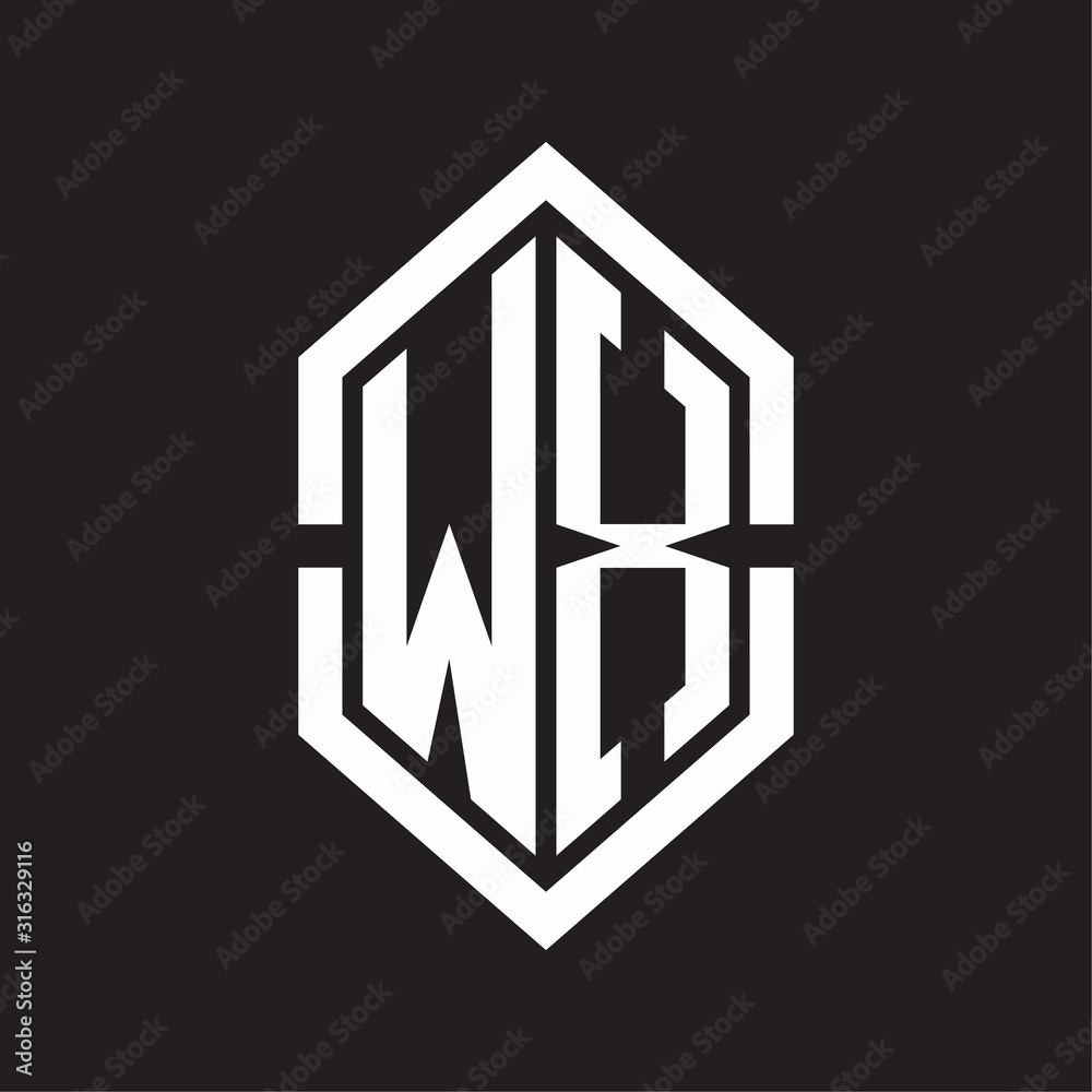 WX Logo monogram with hexagon shape and outline slice style with black and white WX Logo monogram with hexagon shape and outline slice style with black and white
