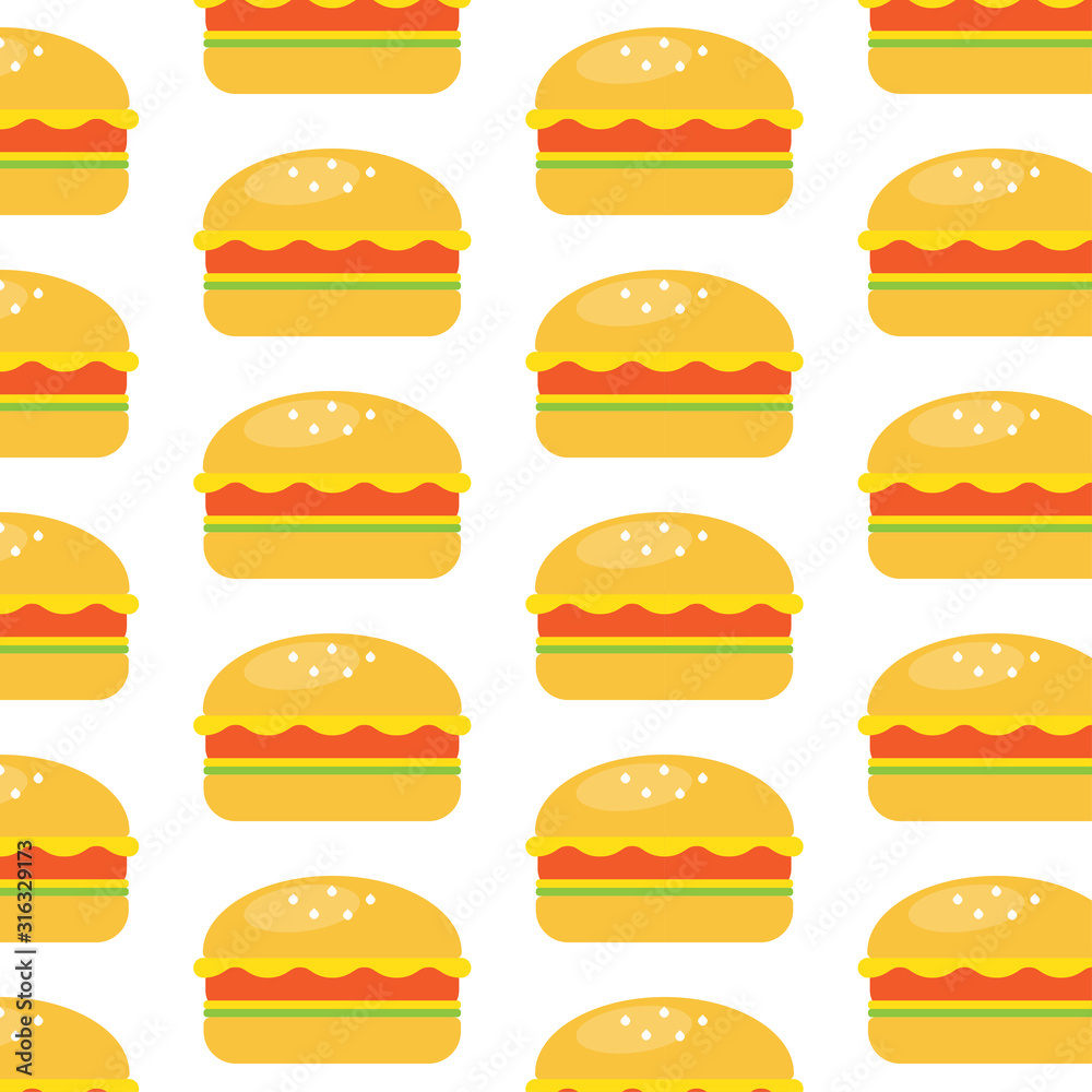 Cheese burger seamless pattern background,vector illustration.