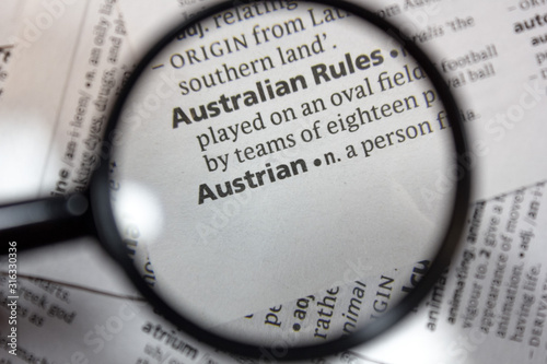 The word of phrase - Austrian - in a dictionary.