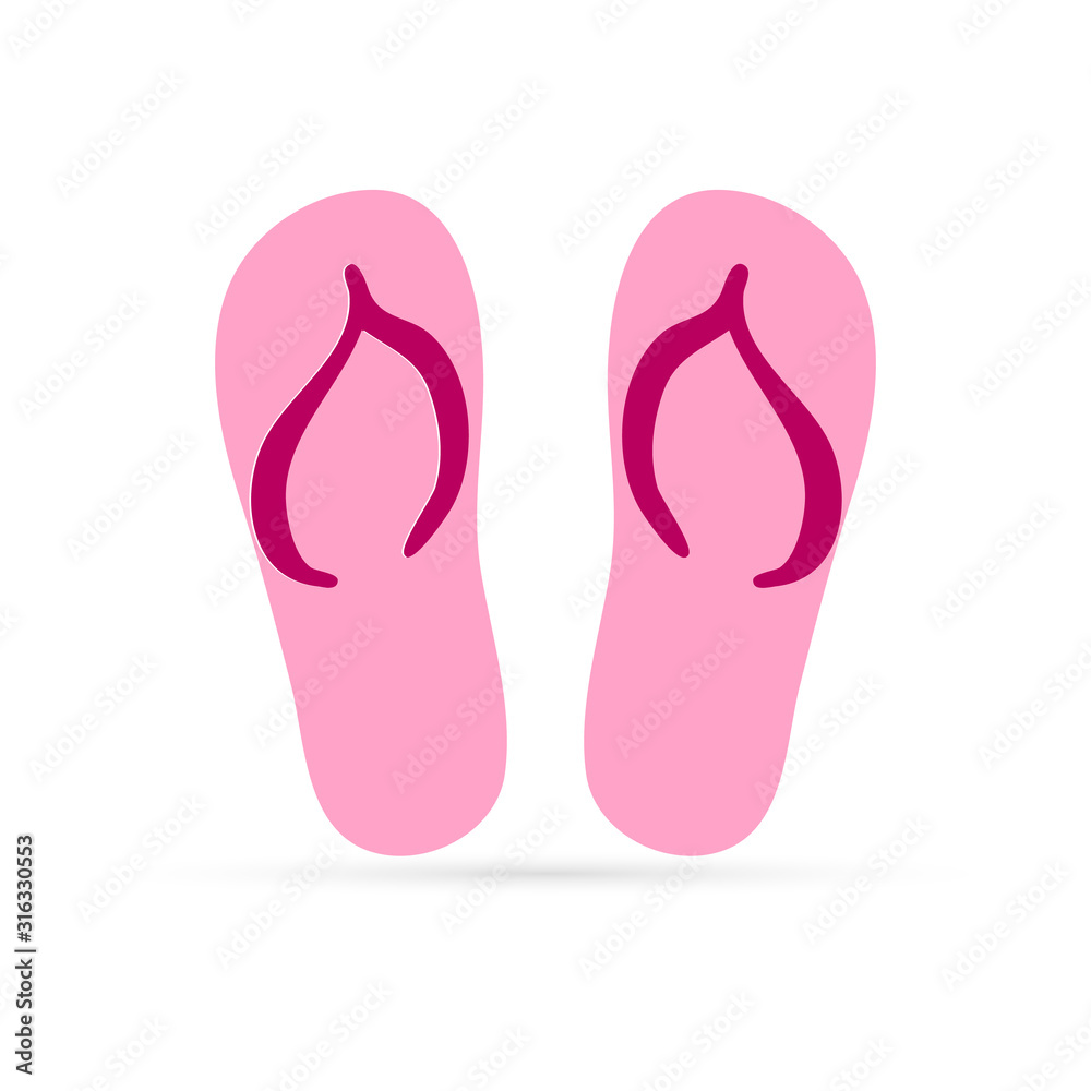 Beach sneakers icon isolated on white, flip flops, kids hand drawing art, vector stock illustration Beach sneakers icon isolated on white, flip flops, kids hand drawing art, vector stock illustration
