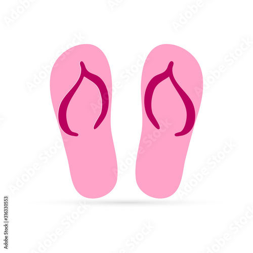 Beach sneakers icon isolated on white, flip flops, kids hand drawing art, vector stock illustration