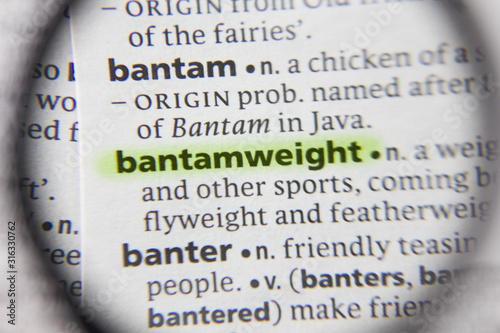 The word or phrase bantamweight in a dictionary. photo