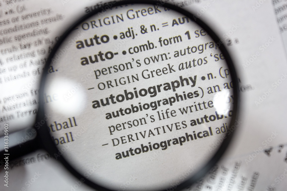 The word of phrase - autobiography - in a dictionary. The word of phrase - autobiography - in a dictionary.