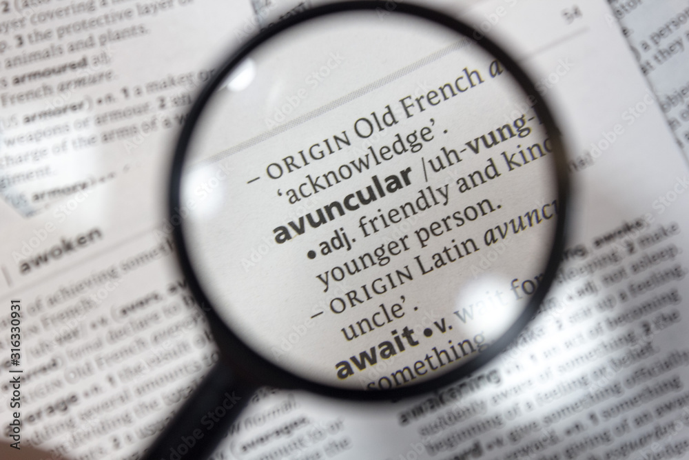 The word of phrase - avuncular - in a dictionary. The word of phrase - avuncular - in a dictionary.