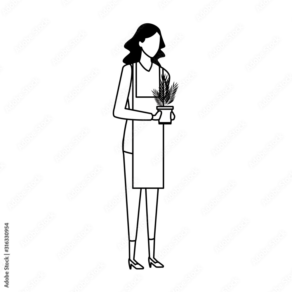 woman gardener holding a plant pot, flat design woman gardener holding a plant pot, flat design