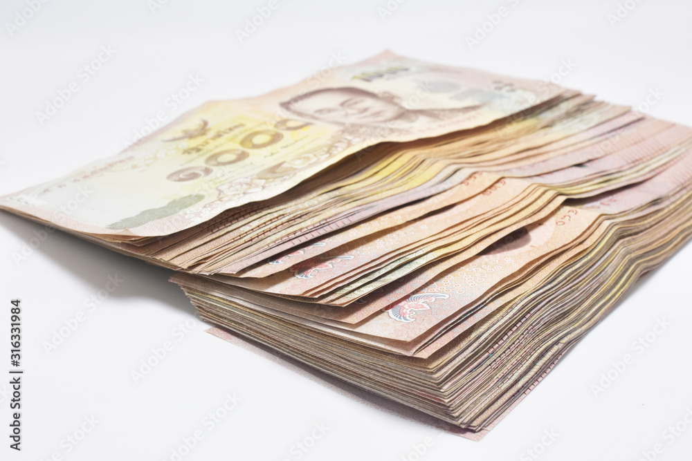 Thai bath banknote Thai money on white background Thai bath banknote Thai money on white background