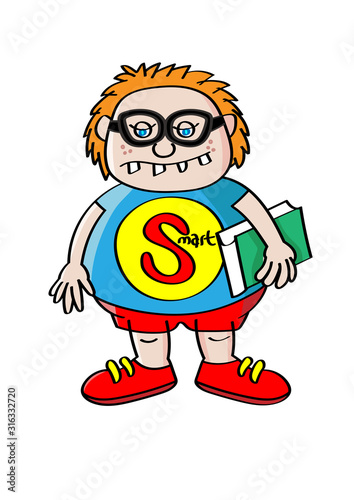 funny nerd geek boy cartoon character