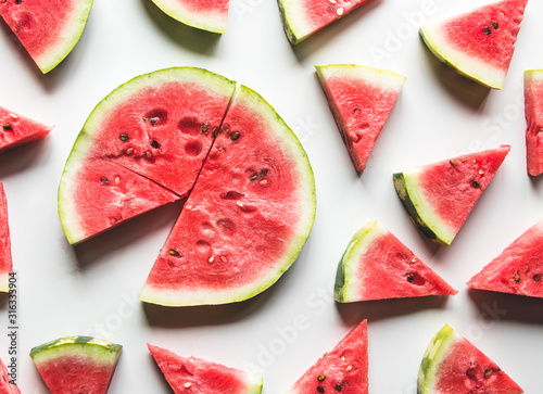 Watermelon pattern. Red watermelon on white background. Summer concept.