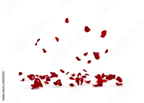 Fototapeta Naklejka Na Ścianę i Meble -  Rose petals fall beautifully on the floor