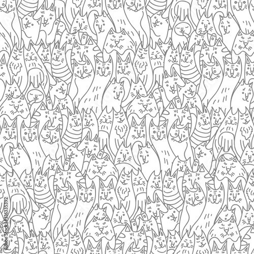 Cats seamless pattern. Cute pets vector background © antalogiya