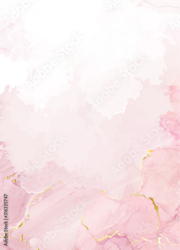 Fotografia, Obraz Blush pink watercolor fluid painting vector design card