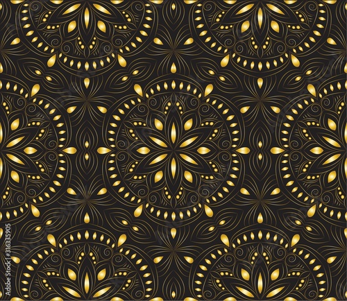 Luxury background vector. Oriental mandala royal pattern seamless