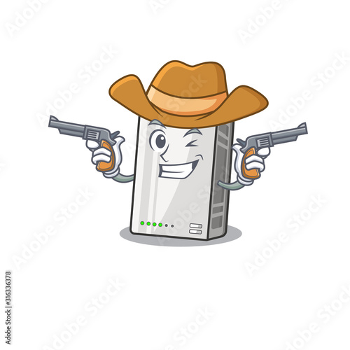 Power bank dressed as a Cowboy having guns