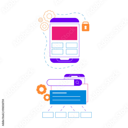 Flat design concept icons for web and mobile services and apps. Icons for web design, seo, social media and data analystic photo