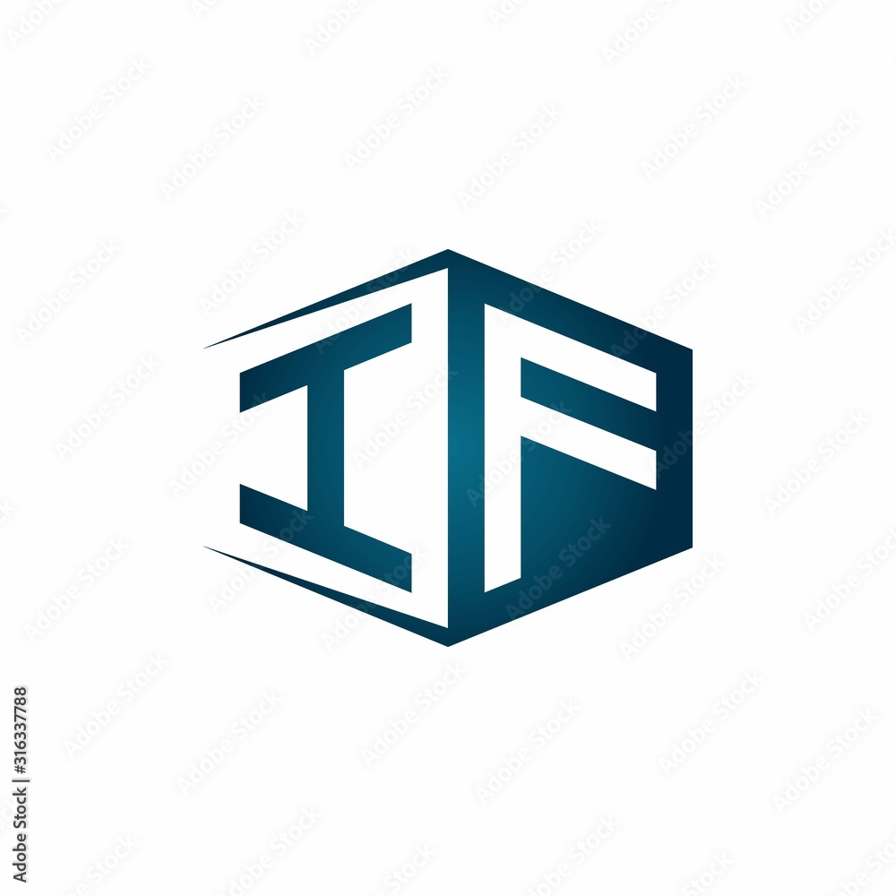 IF monogram logo with hexagon shape and negative space style ribbon design template IF monogram logo with hexagon shape and negative space style ribbon design template
