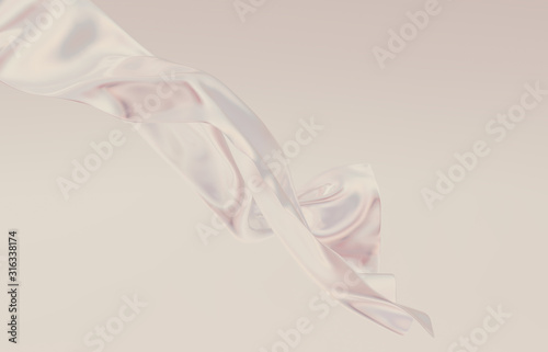 Beauty fashion smooth elegant flying white satin cloth. Abstract 3d monochrome background.