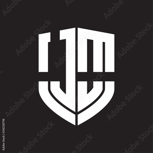 JO Logo monogram with emblem shield shape design isolated on black background