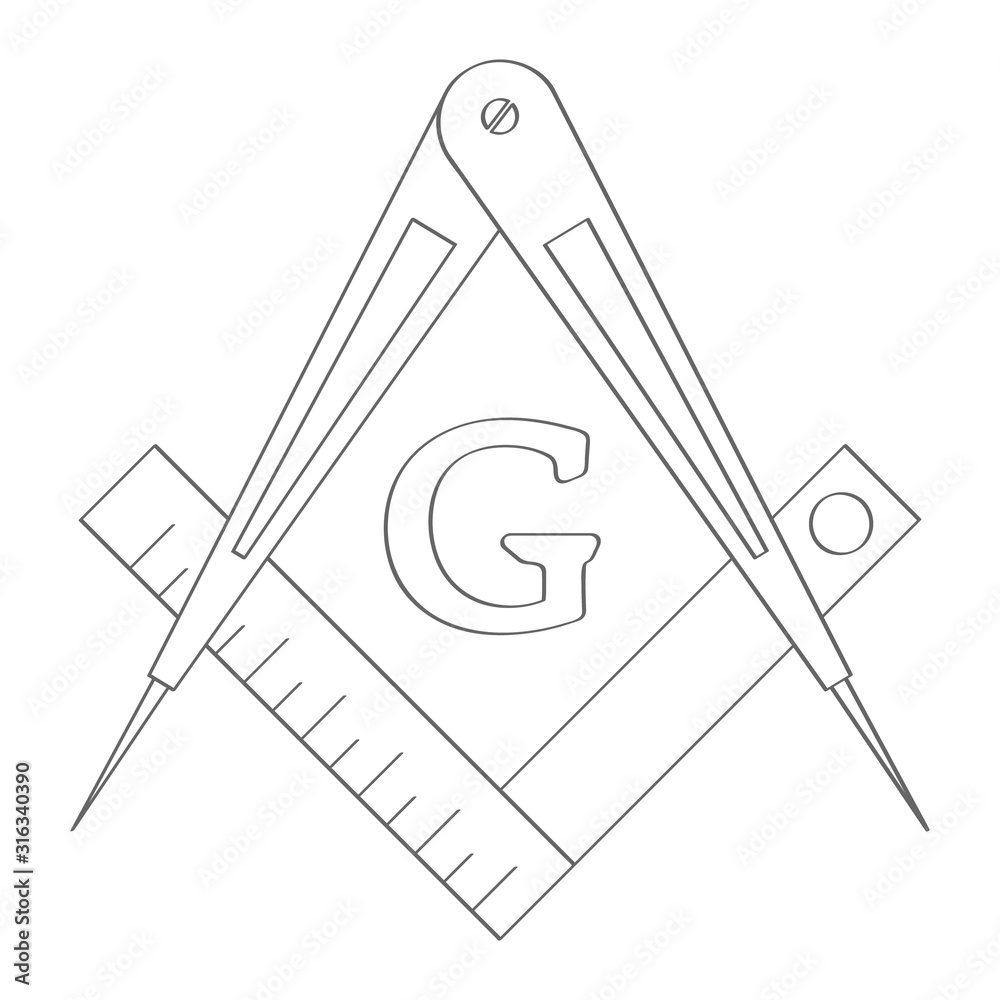 Εκτύπωση καμβά vector icon with Masonic Square and Compasses for your design