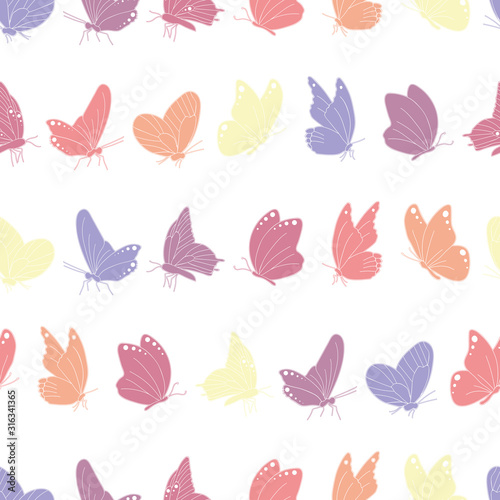 Vector colorful butterflies texture seamless pattern background illustration © lutya