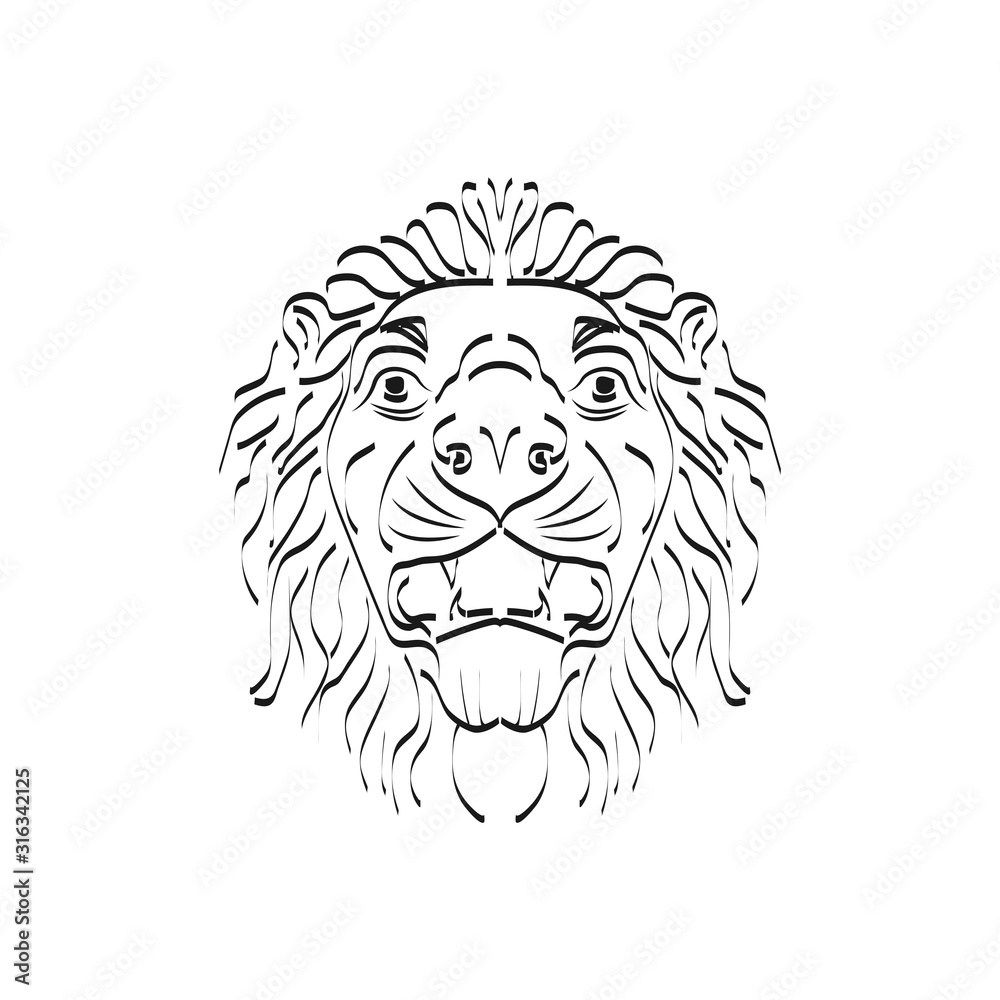 Fototapeta premium head lion line art design template