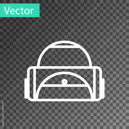 White line Sport bag icon isolated on transparent background. Vector Illustration