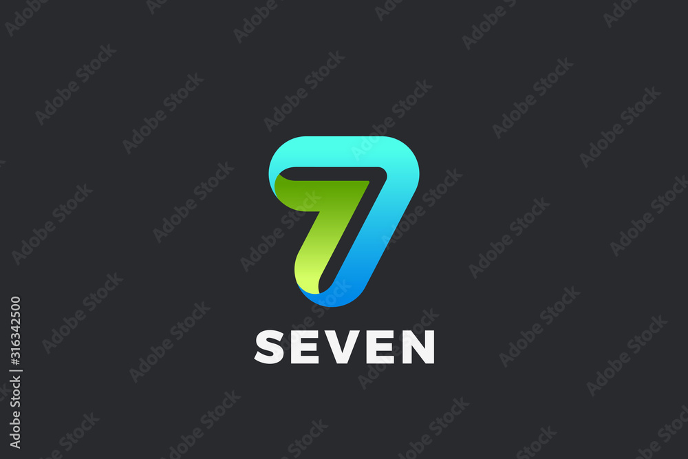 Number 7 Seven Logo design vector template Ribbon Font style Typography. Number 7 Seven Logo design vector template Ribbon Font style Typography.