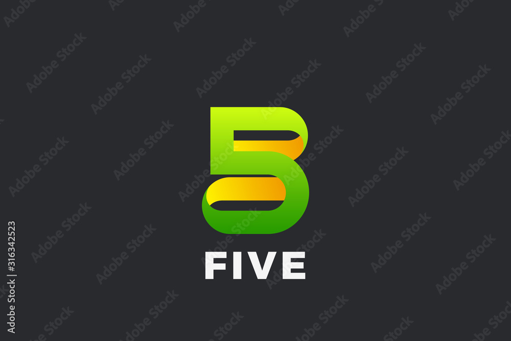 Number 5 Five Logo design vector template Ribbon Font style Typography. Number 5 Five Logo design vector template Ribbon Font style Typography.