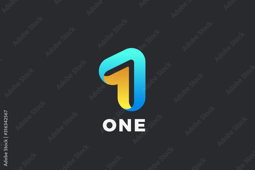 Number 1 One Logo design vector template Ribbon Font style Typography. Number 1 One Logo design vector template Ribbon Font style Typography.