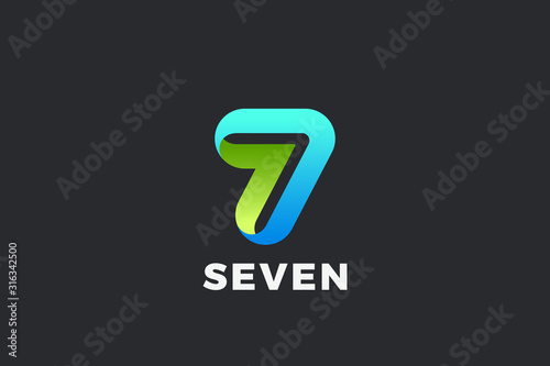 Number 7 Seven Logo design vector template Ribbon Font style Typography.