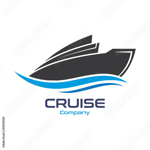 Cruise Ship Ocean Logo Template vector icon design