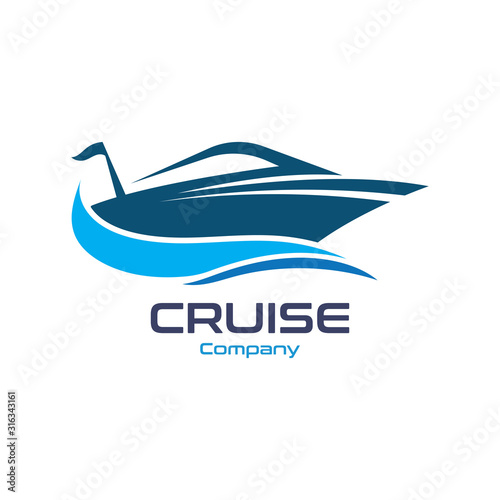 Cruise Ship Ocean Logo Template vector icon design