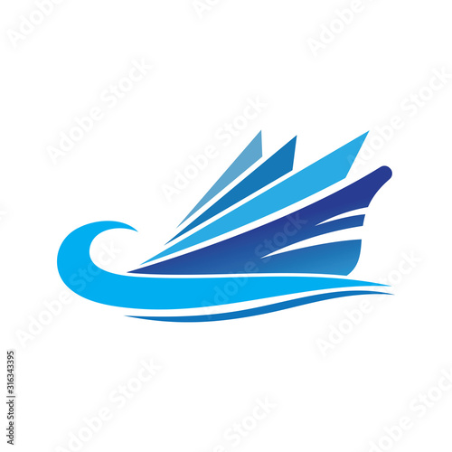 Cruise Ship Ocean Logo Template vector icon design