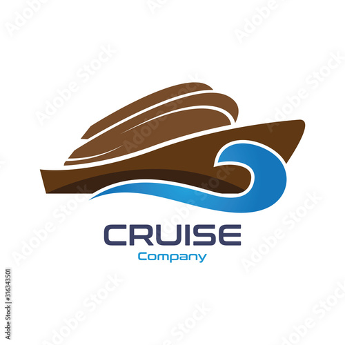 Cruise Ship Ocean Logo Template vector icon design