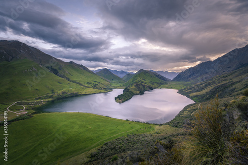 Beautiful summer views of Moke Lake, New Zealand