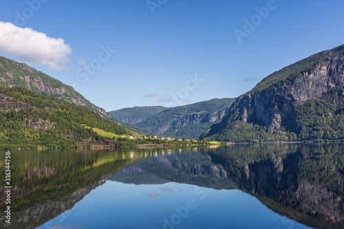 Beautiful summer day on the fjord  Norway
