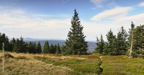 west view from Šerák peak in Jeseníky mountains in Czech Republic