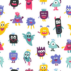 Acrylglasbilder Monstermuster Gezeichnete Monster und Geister Kindermuster  © Capictures